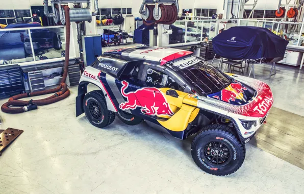 Auto, Machine, Workshop, Speed, Peugeot, Garage, Red Bull, Rally