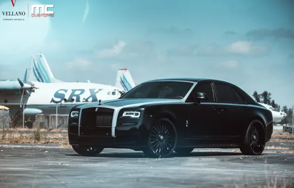 Picture Rolls Royce, Ghost, Black, Wheels, Vellano