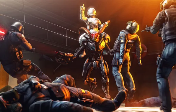 Weapons, fiction, robot, police, astronaut, horns