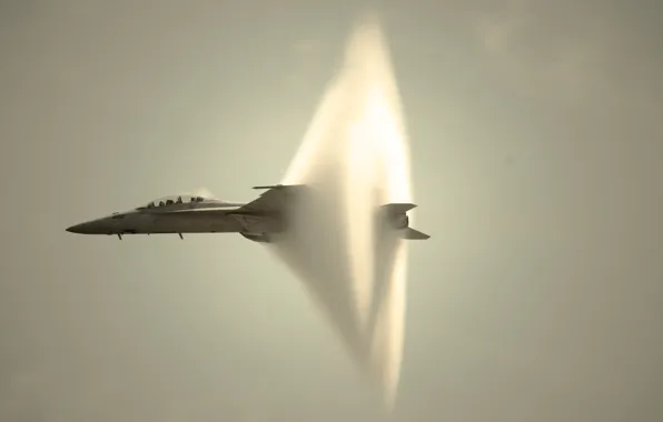 Picture the plane, the sound barrier, FA/18 Super Hornet
