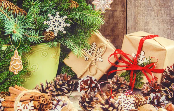 Holiday, gift, new year, spruce, cookies, nuts, bumps