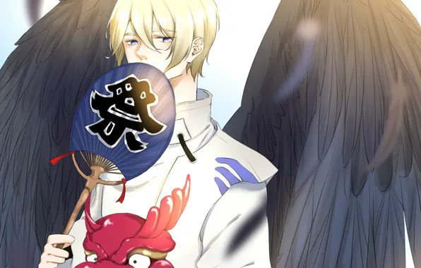 Angel, mask, fan, Onmyoji, Onmyouji (NetEase), Ootengu, Oni Mask