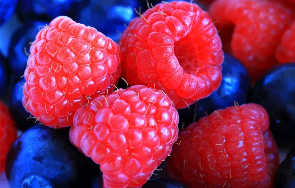 Berries, raspberry, blueberries