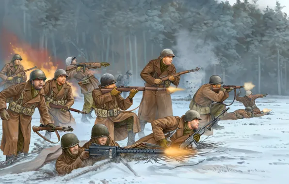 Art, soldiers, Belgium, USA, game, the, Division, Flames of War