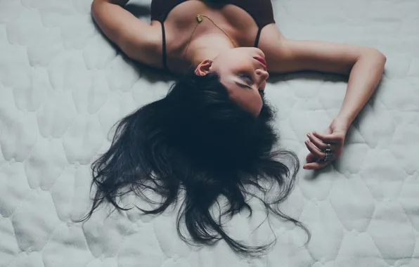 Girl, pose, brunette, ring, lies