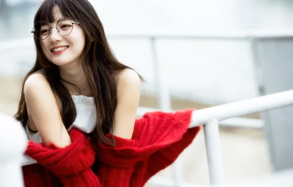 Beautiful, Asian, Model, Smile, Woman, Cute, Glasses, Pretty