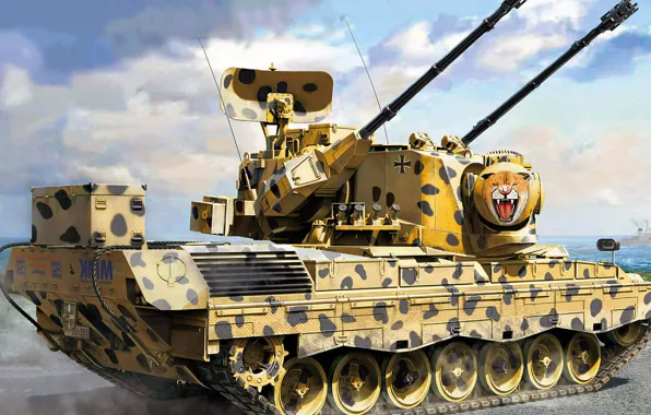 Figure, art, Cheetah, APU, German anti-aircraft self-propelled gun, Cheetah