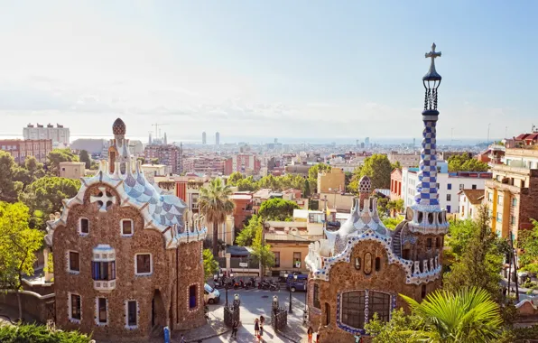 The city, blur, Spain, Barcelona, bokeh, Barcelona, Spain, clear day