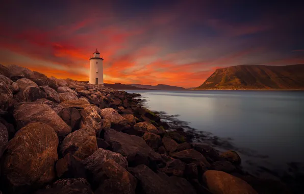 Picture sea, the sky, landscape, mountains, stones, lighthouse