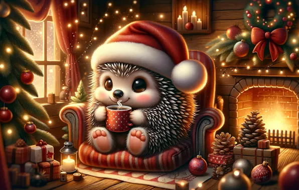 Light, comfort, style, room, animal, the evening, Christmas, New year