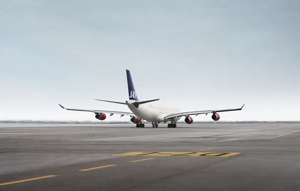 The plane, Strip, Day, Wings, Aviation, Airbus, A340, On Earth