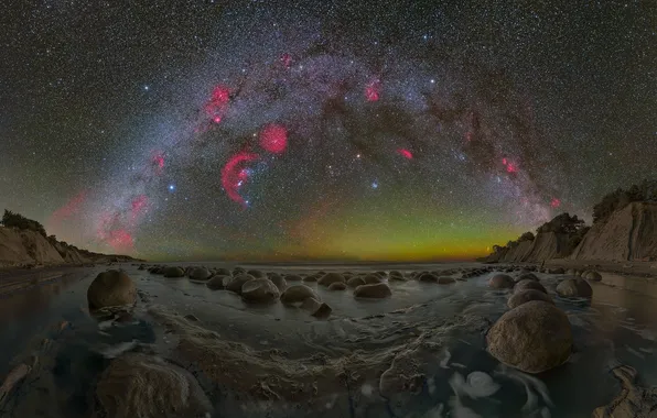 The sky, stars, mountains, night, stones, rocks, dal, The milky way