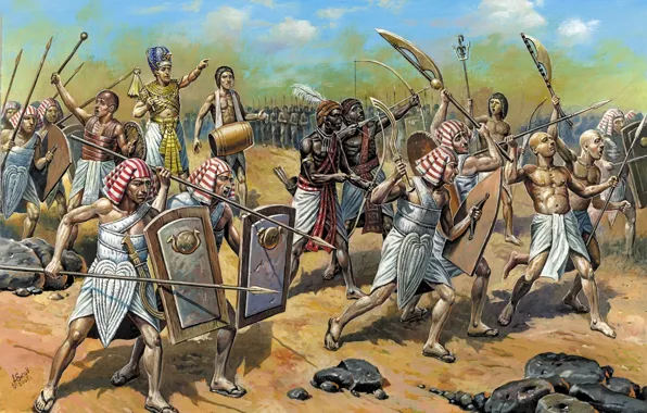 Sand, Egypt, spear, shield, stick, infantry