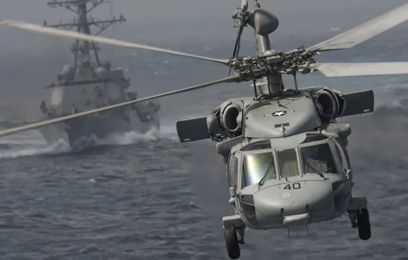 Sea, helicopter, multipurpose, UH-60, Black Hawk, type, destroyer, "Arleigh Burke"