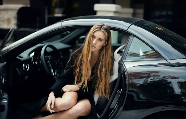 Look, girl, brown hair, car, coat, curls, Jesse Duke