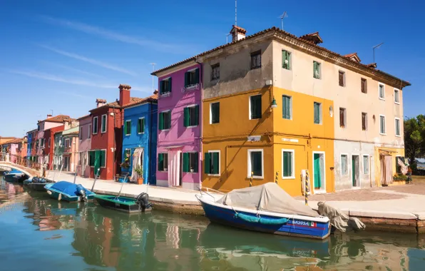 Sea, the city, house, boat, Windows, home, Italy, channel