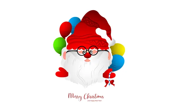 Look, red, the inscription, graphics, nose, glasses, Christmas, cane