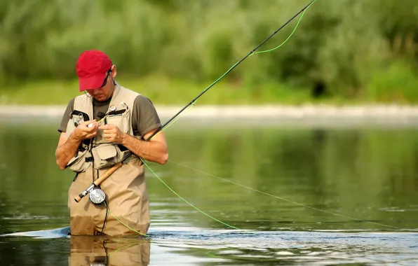 Picture NATURE, WATER, RED, RIVER, MOOD, COSTUME, EQUIPMENT, FLY fishing