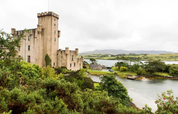 Picture landscape, the city, river, photo, castle, Scotland, Dunvegan