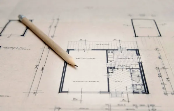 Plan, drawing, pencil
