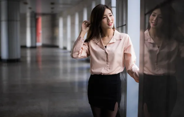 Picture girl, reflection, Asian