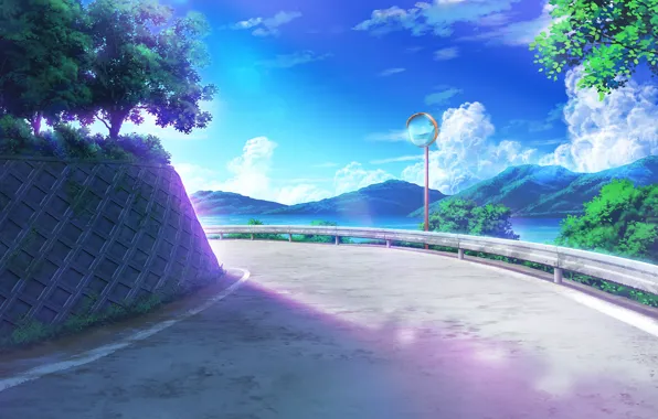 Road, sea, mountains, turn