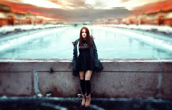 Cold, girl, the city, treatment, Moscow, skirt, Ivan Gorokhov