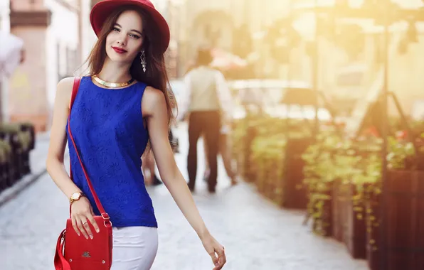 Summer, look, girl, decoration, the city, street, model, makeup