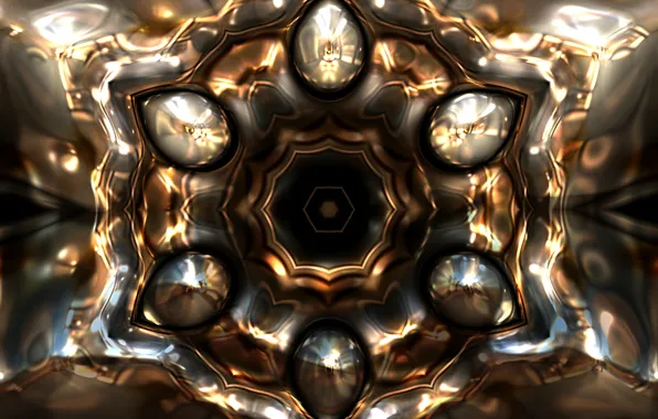 Flower, line, metal, abstraction, pattern, Shine, form, geometry