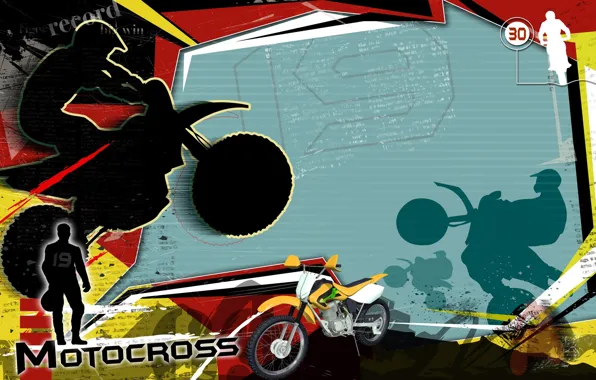 Abstraction, collage, Wallpaper, vector, silhouette, motorcycle, motocross, motocross