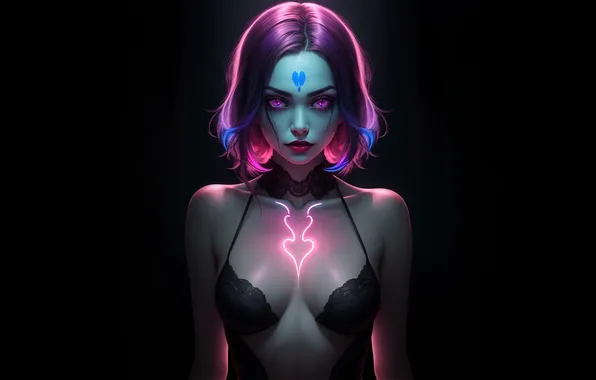 Look, girl, woman, fantasy, black background