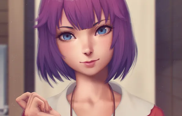 Girl, face, smile, anime, art, Hitagi Senjougahara, Monogatari