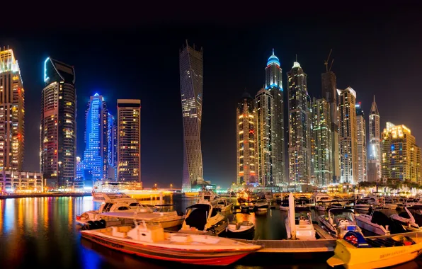 Night, the city, lights, night city, Dubai