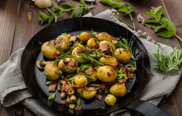 Balls, food, plate, balls, potatoes, fried, fried, potato