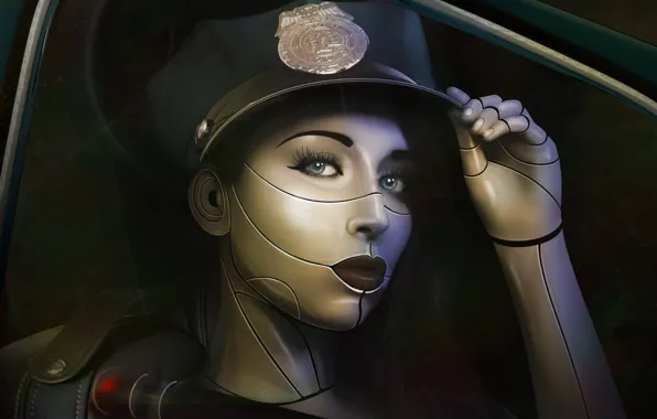 Picture look, girl, face, eyelashes, fiction, police, art, lips