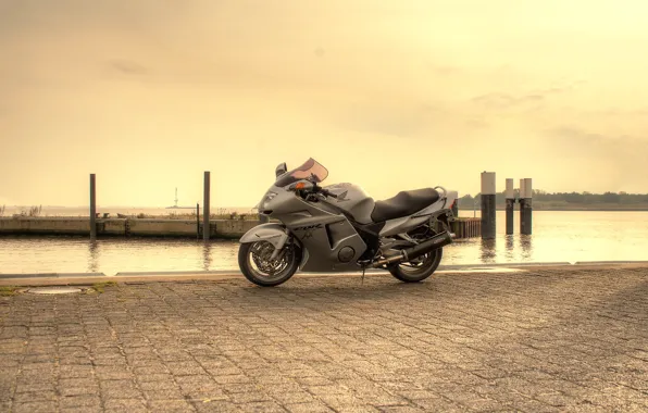 The sky, grey, pier, motorcycle, honda, bike, Honda, cbr1100xx