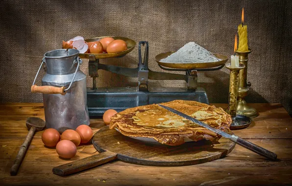Pancakes, eggs, flour