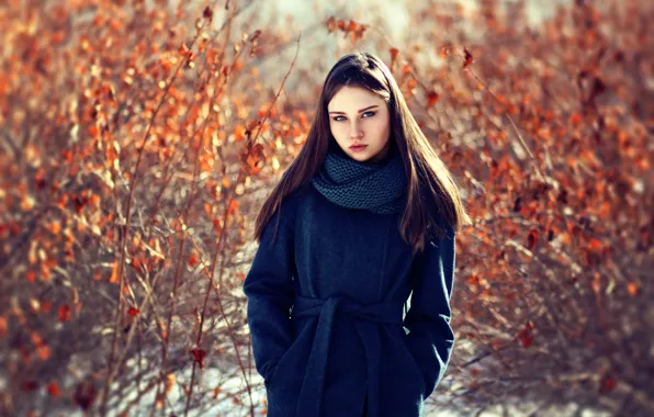 Picture autumn, scarf, sponge, the beauty, coat, Ulyana