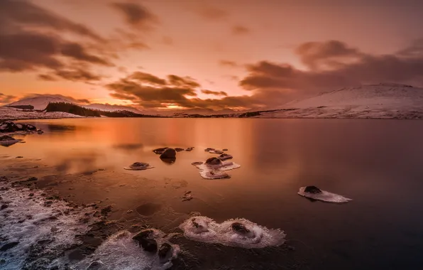 Landscape, mountains, lake