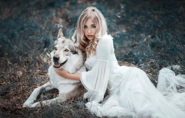 Picture girl, wolf, dress, friends, Cessy We