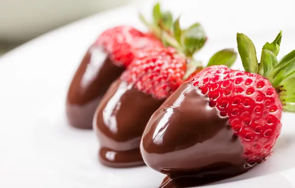 Picture background, widescreen, Wallpaper, food, chocolate, strawberry, berry, wallpaper
