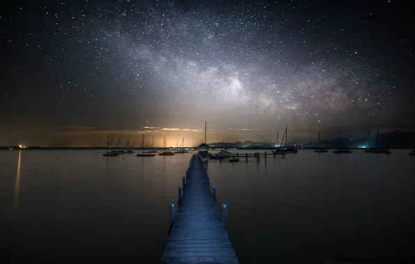 Sea, stars, Marina, the milky way
