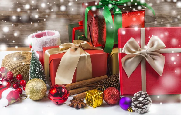 Holiday, new year, spruce, gifts, bows