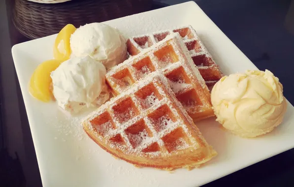 Picture food, ice cream, cream, food, waffles, cream, ice cream, waffle