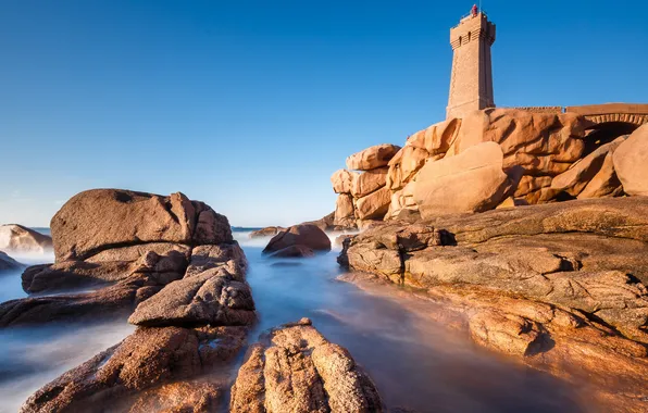 Sea, stones, rocks, lighthouse, tower