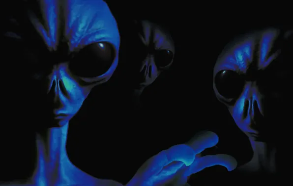 Picture Others, Black background, Eyes, Aliens, Three, Aliens, Aliens, Creepy