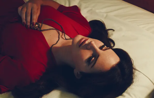 Makeup, dress, brunette, hairstyle, lies, beauty, in red, photoshoot