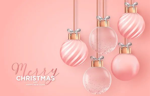 Balls, balls, Christmas, New year, pink background