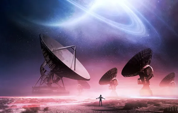 Aliens, science fiction, contact, radio telescope