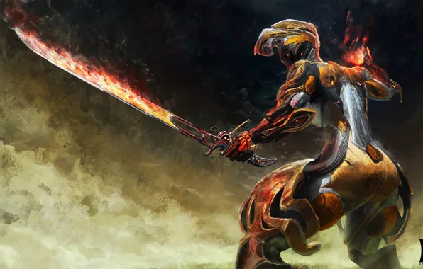 Background, the game, sword, being, warrior, art, alien, Warframe